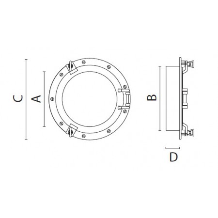 Dimensions - Hublot rond Armada chromé - Marineshop