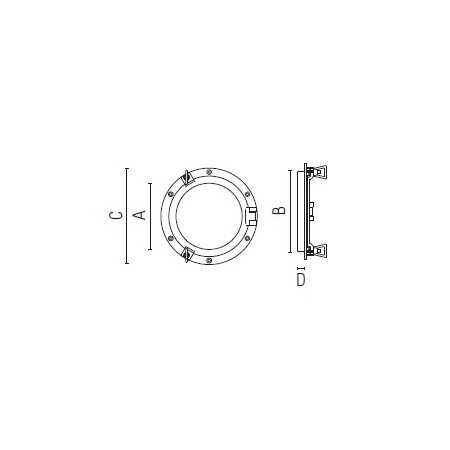 Dimensiosn Hublot rond en laiton - Clipper - Marineshop