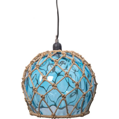 Lampe plafonnier - Boule en verre Bleue