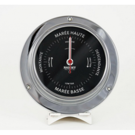 Baromètre/thermomètre NAUDET 10cm chromé/cadran noir