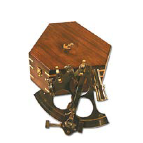 Sextant en laiton Vernier Campbell - Taille moyenne - Avec coffre - Marineshop.fr